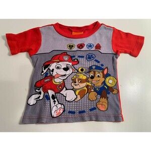 Paw Patrol Shirt Boys 3T Red Nickelodean PJ Short Sleeve Crew Neck Graphic Shirt